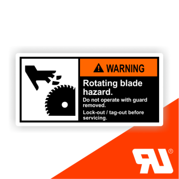Gerätekennzeichen, Rotating blade hazard, UL-zertifiziert, nach ANSI Z535, Folie
