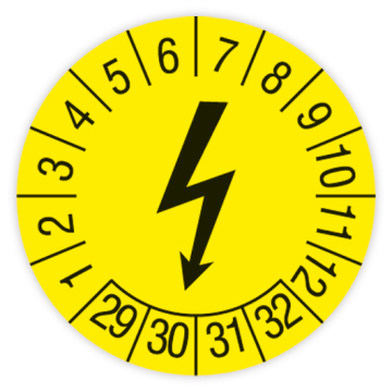Prüfplakette, Elektrogerät, 2029 - 2032, auf Rolle, in verschiedenen Ausführungen
