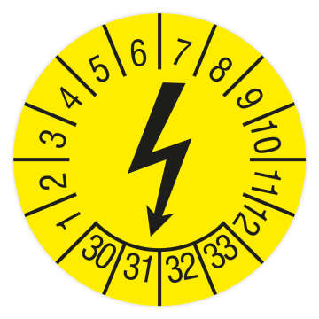 Prüfplakette, Elektrogerät, 2030 - 2033, auf Rolle, in verschiedenen Ausführungen