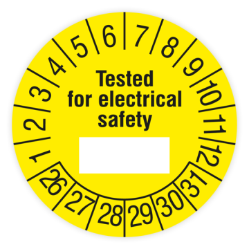 Prüfplakette, Tested for electrical safety, 2026, verschiedene Ausführungen