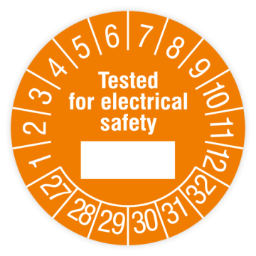 Prüfplakette, Tested for electrical safety, 2027, verschiedene Ausführungen