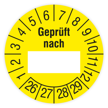 Prüfplakette, Geprüft nach…, 2026, verschiedene Ausführungen