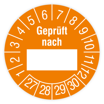 Prüfplakette, Geprüft nach…, 2027, verschiedene Ausführungen