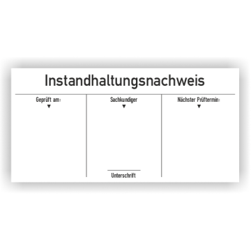 Instandhaltungsnachweis universell Beschriftung schwarz