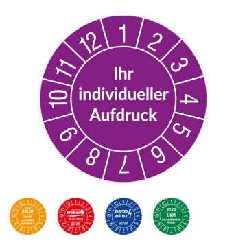 Prüfplaketten individuell, mit Wunschaufdruck, verschiedene Ausführungen