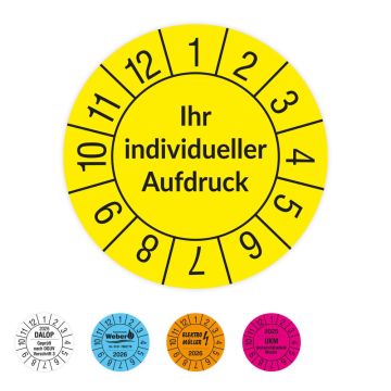 Prüfplaketten individuell, mit Wunschaufdruck, verschiedene Ausführungen
