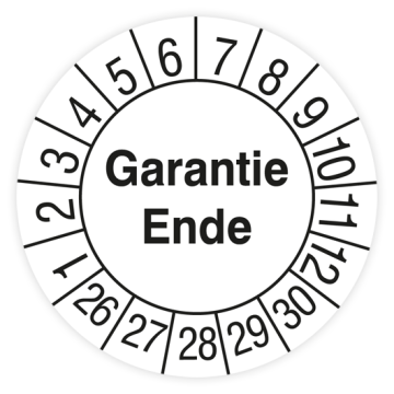 Prüfplakette, Garantie Ende, 2026, verschiedene Ausführungen