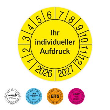 Prüfplaketten individuell, mit Wunschaufdruck, verschiedene Ausführungen