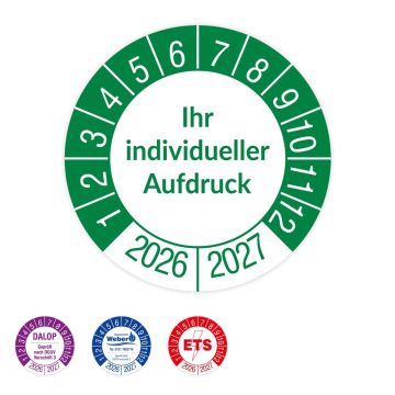 Prüfplaketten individuell, mit Wunschaufdruck, verschiedene Ausführungen