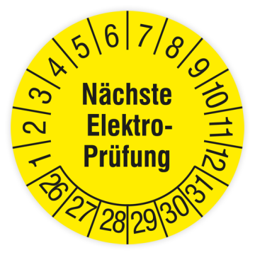 Prüfplakette, Nächste Elektro-Prüfung, 2026, verschiedene Ausführungen