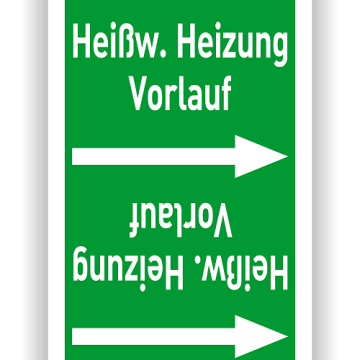 Rohrleitungsband Heißw. Heizung Vorlauf nach DIN 2403, in verschiedenen Ausführungen