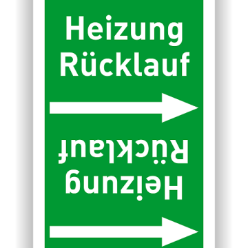 Rohrleitungsband Heizung Rücklauf nach DIN 2403, in verschiedenen Ausführungen