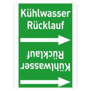 Rohrleitungsband Kühlwasser Rücklauf nach DIN 2403, in verschiedenen Ausführungen