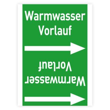 Rohrleitungsband Warmwasser Vorlauf nach DIN 2403, in verschiedenen Ausführungen