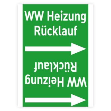 Rohrleitungsband WW Heizung Rücklauf nach DIN 2403, in verschiedenen Ausführungen