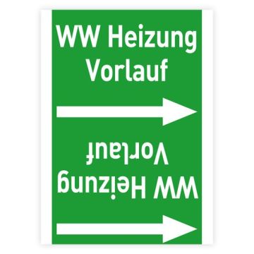 Rohrleitungsband WW Heizung Vorlauf nach DIN 2403, in verschiedenen Ausführungen