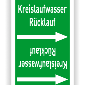 Rohrleitungsband Kreislaufwasser Rücklauf nach DIN 2403, in verschiedenen Ausführungen