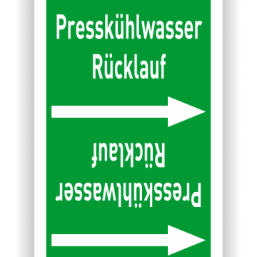 Rohrleitungsband Presskühlwasser Rücklauf nach DIN 2403, in verschiedenen Ausführungen