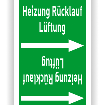 Rohrleitungsband Heizung Rücklauf Lüftung nach DIN 2403, in verschiedenen Ausführungen