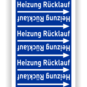 Rohrleitungsband für Heizungsanlagen Heizung Rücklauf, in verschiedenen Ausführungen