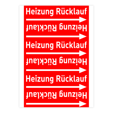 Rohrleitungsband für Heizungsanlagen Heizung Rücklauf, in verschiedenen Ausführungen