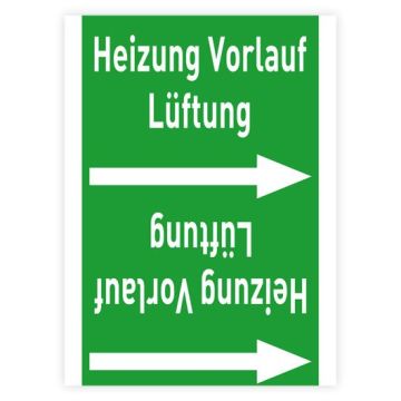 Rohrleitungsband Heizung Vorlauf Lüftung nach DIN 2403, in verschiedenen Ausführungen