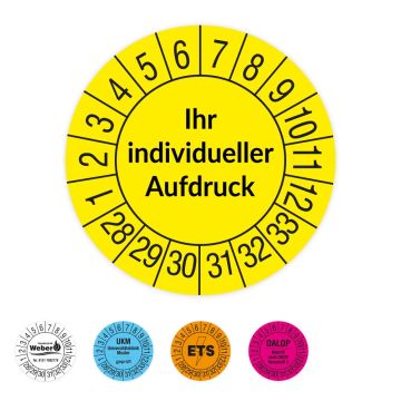 Prüfplaketten individuell, mit Wunschaufdruck, verschiedene Ausführungen