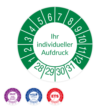 Prüfplaketten individuell, mit Wunschaufdruck, verschiedene Ausführungen