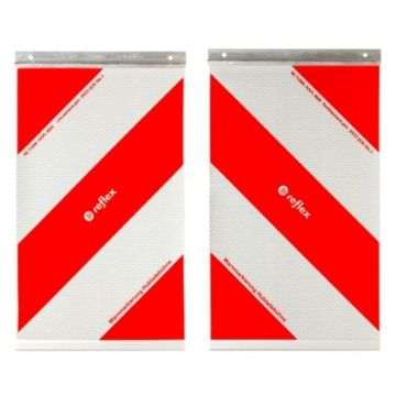Hubladebühnen Warnmarkierung, Set links-/rechtsweisend, mit Halter, 250 x 400 mm