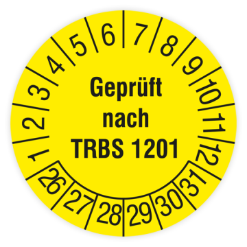 Prüfplakette, Geprüft nach TRBS 1201, 2026, verschiedene Ausführungen