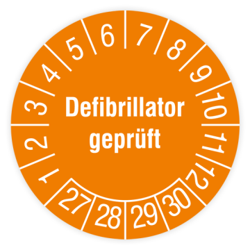Prüfplakette, Defibrillator geprüft, 2027, verschiedene Ausführungen