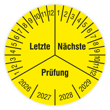 Prüfplakette, Letzte / Nächste Prüfung, 2026, verschiedene Ausführungen