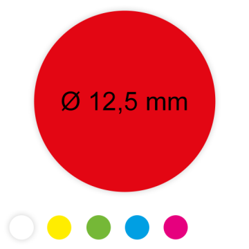 Farbige Folienetiketten, Klebepunkte auf Rolle, 12,5 mm, verschiedene Farben, 3000 Stück
