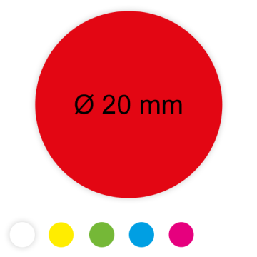 Farbige Folienetiketten, Klebepunkte auf Rolle, 20 mm, verschiedene Farben, 3000 Stück