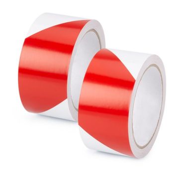 Warnband Set, links-/ rechtsweisend, ASR A1.3/ DIN ISO 3864, PE-Folie, rot/weiß, 16,5 m/Rolle