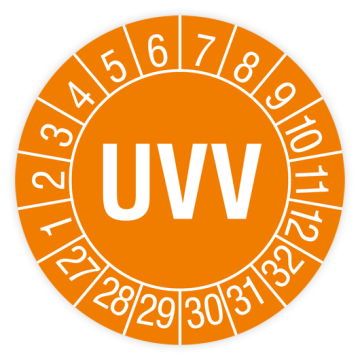 Prüfplakette Unfallverhütungsvorschrift, UVV, 2027, verschiedene Ausführungen