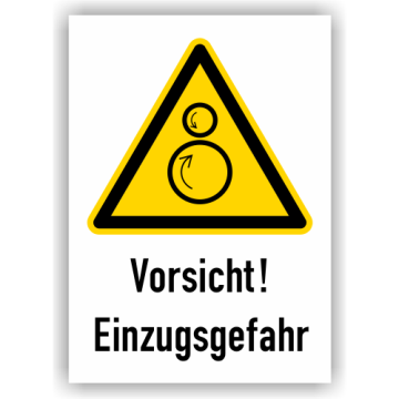 Warnschild, Vorsicht! Einzugsgfahr, ISO 7010,