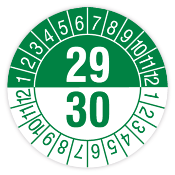 Prüfplakette, 2 Jahre mit Monaten, 2029 - 2030, in verschiedenen Ausführungen