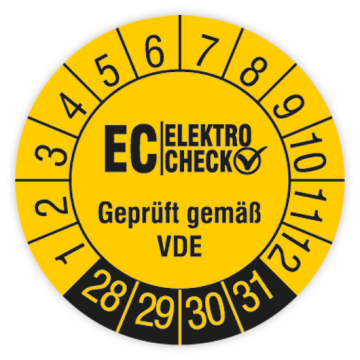 Prüfplakette, EC Elektro Check - Geprüft gemäß VDE, 2028 - 2031, verschiedene Ausführungen