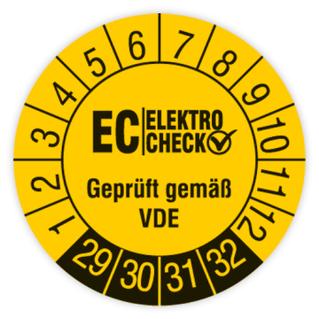 Prüfplakette, EC Elektro Check - Geprüft gemäß VDE, 2029 - 2032, in verschiedenen Ausführungen