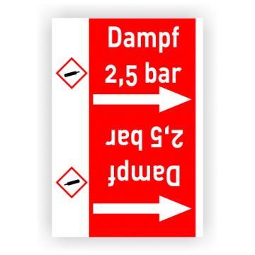Rohrleitungsband Dampf 2,5 bar nach DIN 2403, in verschiedenen Ausführungen