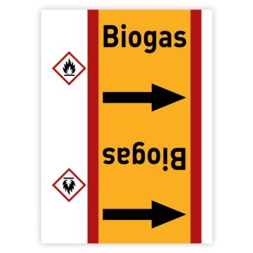Rohrleitungsband Biogas nach DIN 2403, in verschiedenen Ausführungen