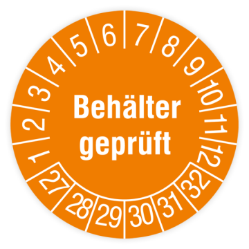 Prüfplakette, Behälter geprüft, 2027, verschiedene Ausführungen