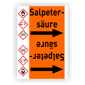 Rohrleitungsband Salpetersäure nach DIN 2403, in verschiedenen Ausführungen
