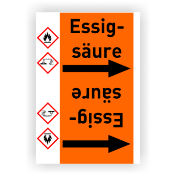 Rohrleitungsband Essigsäure nach DIN 2403, in verschiedenen Ausführungen