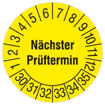 Prüfplakette, Nächster Prüftermin, 2030 - 2035, in verschiedenen Ausführungen