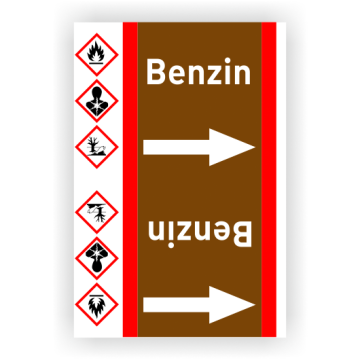 Rohrleitungsband Benzin nach DIN 2403, in verschiedenen Ausführungen