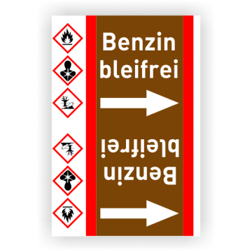 Rohrleitungsband Benzin bleifrei nach DIN 2403, in verschiedenen Ausführungen