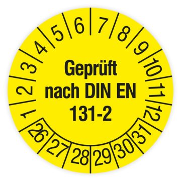 Prüfplakette, Geprüft nach DIN EN 131-2, 2026, verschiedene Ausführungen