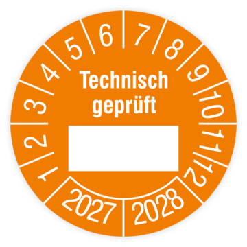 Prüfplakette, Technisch geprüft…, 2027, verschiedene Ausführungen